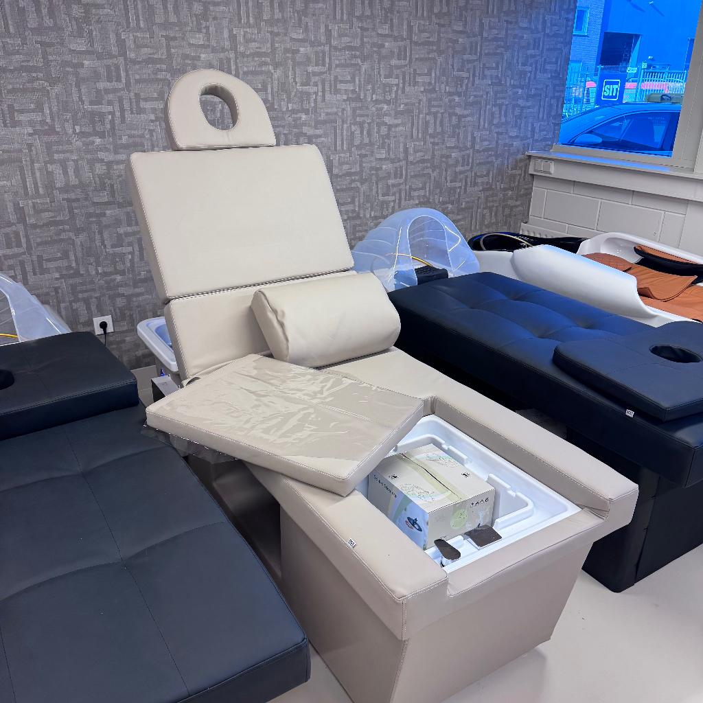 Japanse Head Spa Pedicure Massage Bed Kapsalon Beige Cream, Zwart, Overige materialen, Overige stijlen, Nieuw