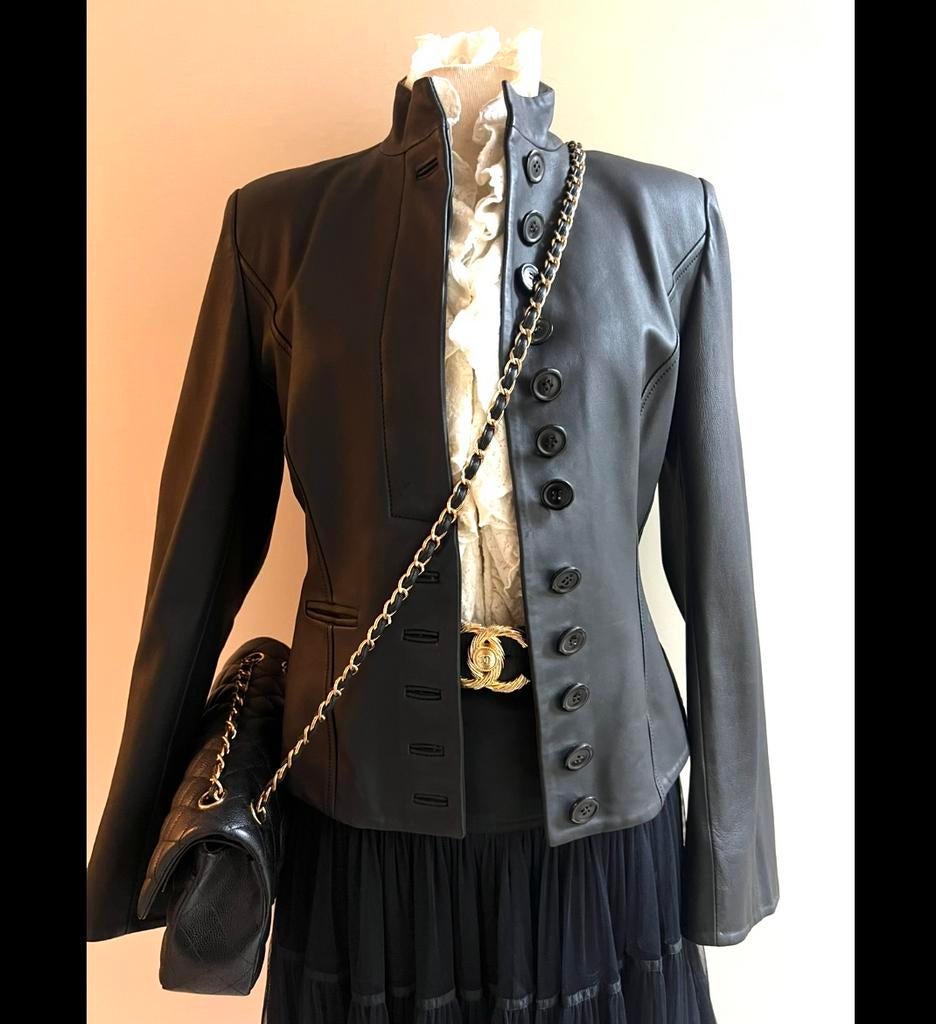 Piccolo jasje 36/38 in zwart leer, Verzenden, Zo goed als nieuw, Maat 36 (S), Zwart