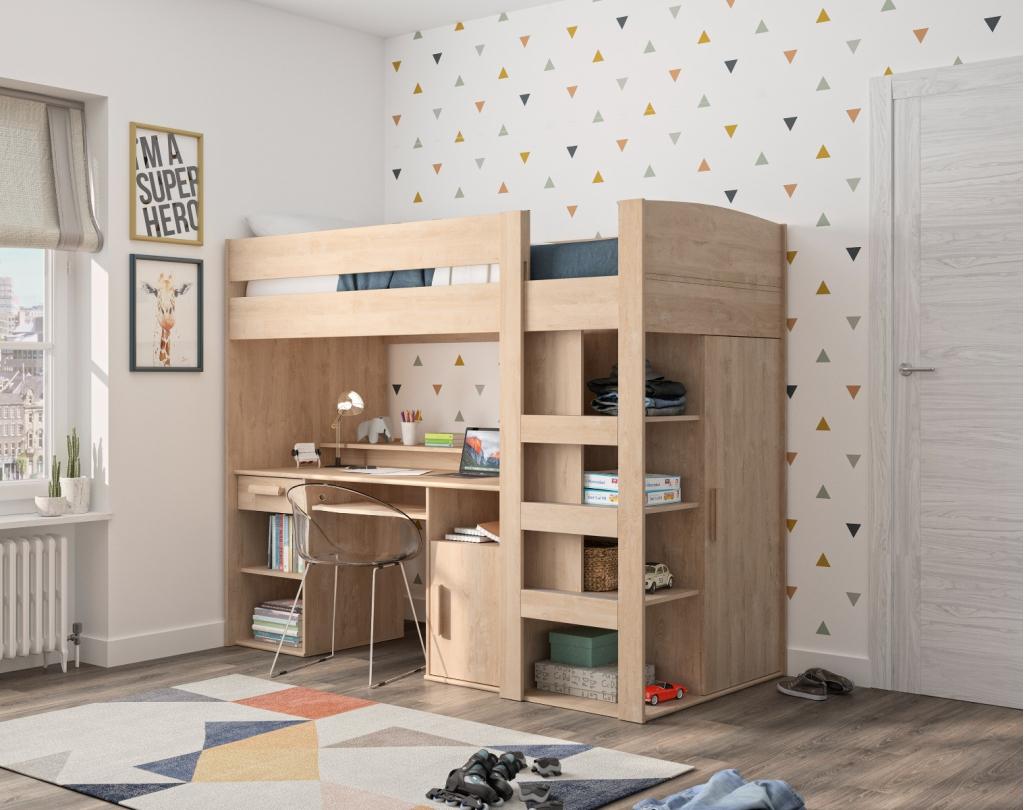 Montana hoogslaper - 90x200 - Blond eikenkleur, Niet ingevuld, Hoogslaper, Niet ingevuld, Nieuw