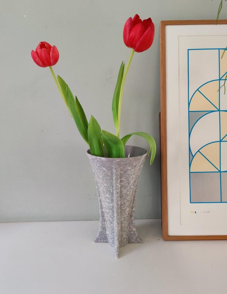 Postmoderne Memphis Vaas - faux graniet Porselein - 80's, Ophalen of Verzenden