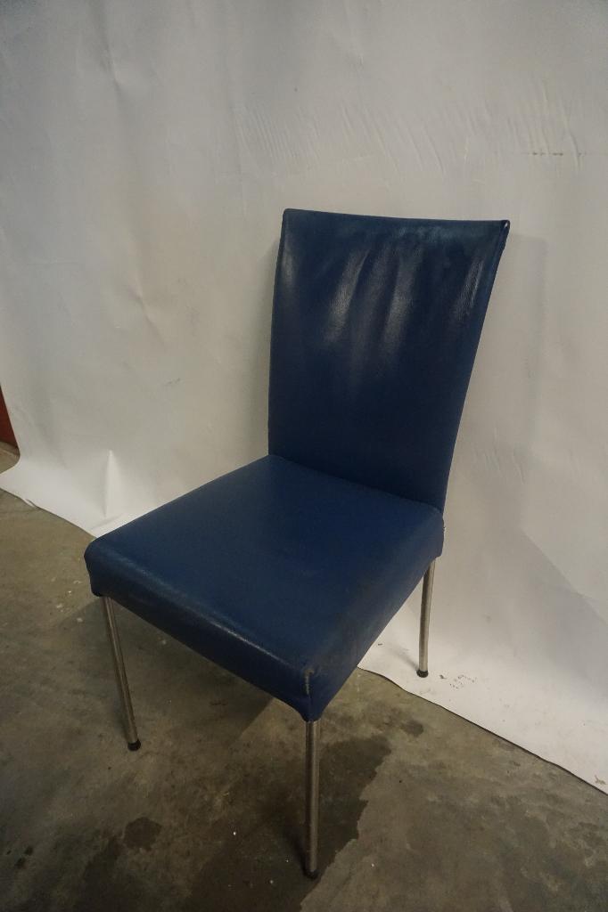 Blauwe leren Bert Plantagie stoel eetkamerstoel, Ophalen, Gebruikt, Blauw, Bert Plantagie