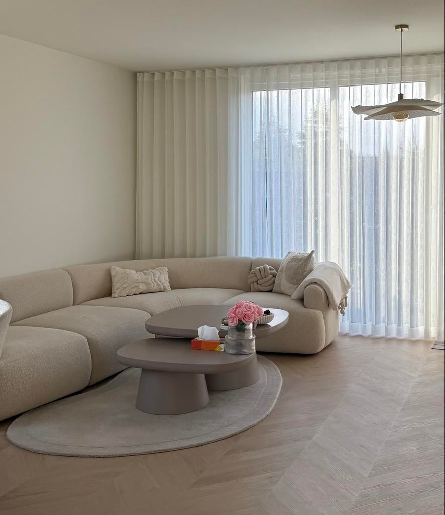 Westwing organisch vloerkleed, Ophalen, Japandi, 100 tot 150 cm, Beige