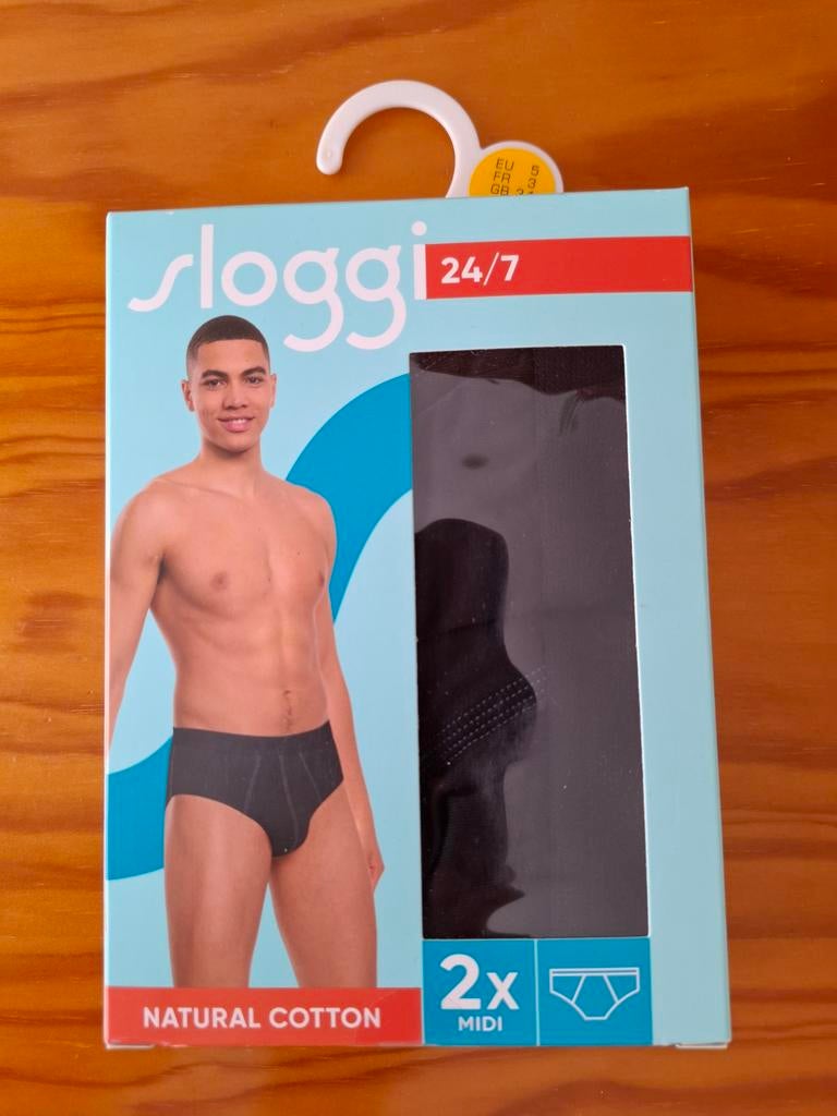 Sloggi 24/7 Natural Cotton Midi Slips maat 5, 2-pack Zwart, Ophalen of Verzenden, Zwart, Slip