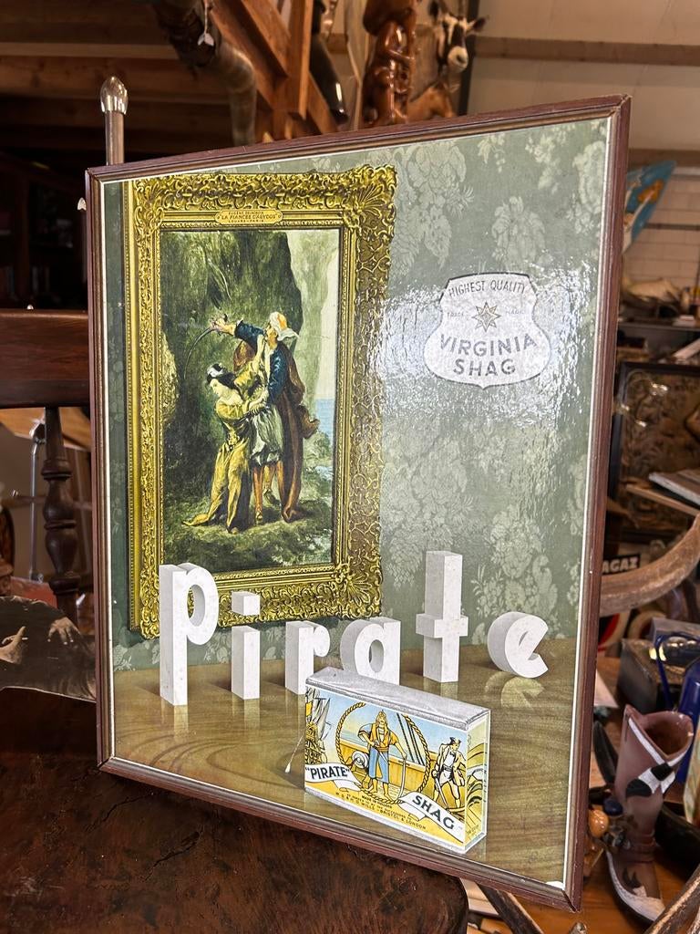 Oud reclamebord Pirate Shag Virginia tabak, Ophalen of Verzenden, Gebruikt, Reclamebord