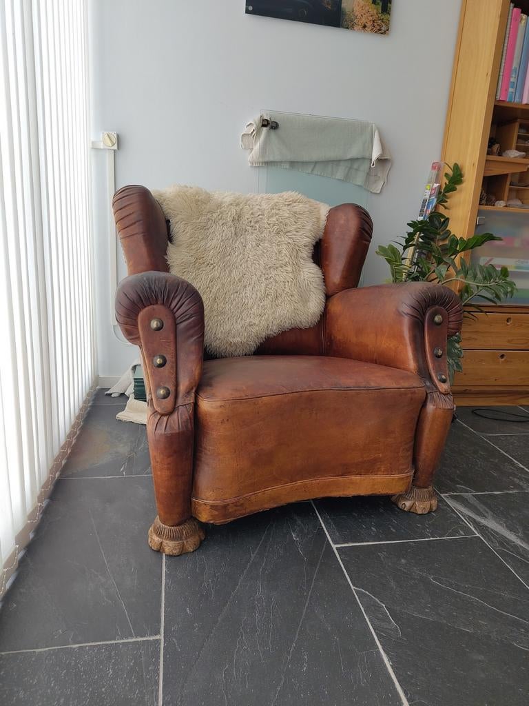 Antieke Fauteuil Schapenleer, Ophalen