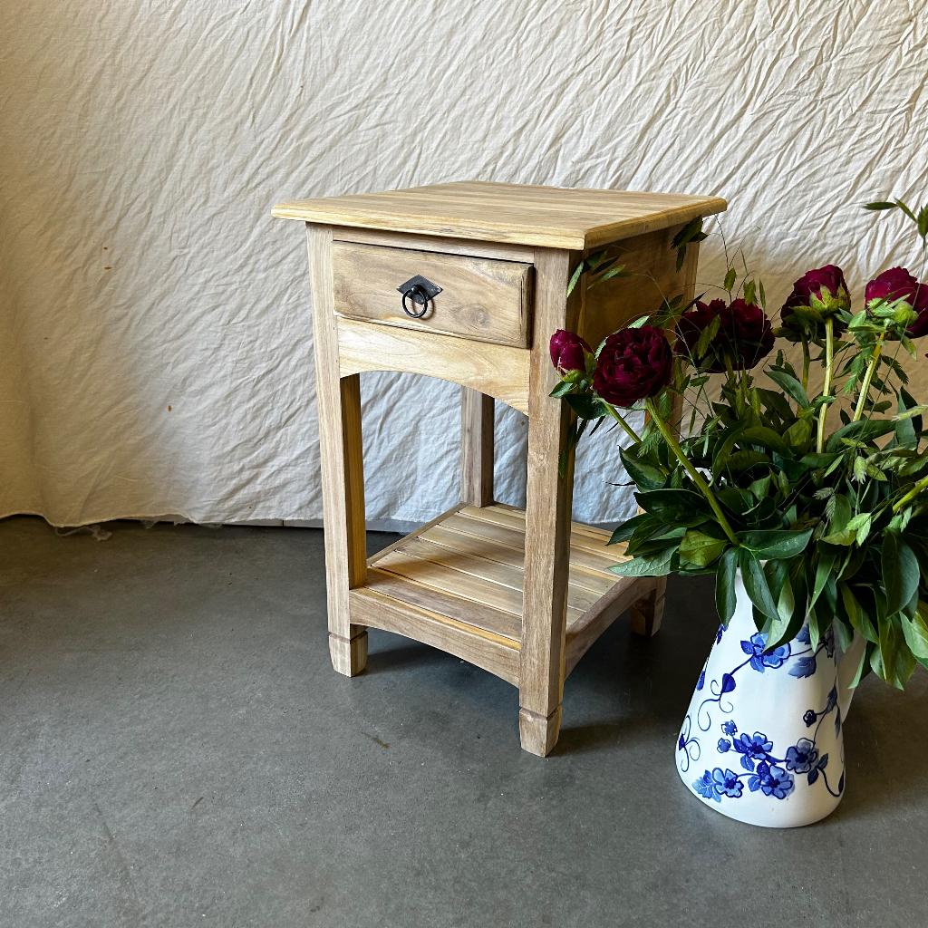 Ladekastje - massief teakhout - 1 lade - Bij TTM Wonen, TTM Wonen, Meubels – (Perzische) Tapijten en Woonaccessoires, Minder dan 50 cm