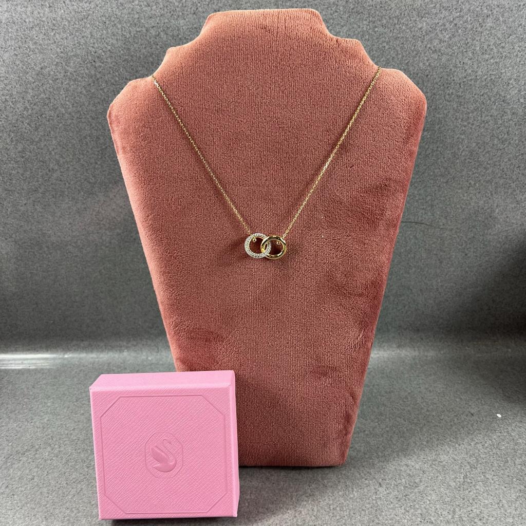 Swarovski Ketting Goudkleurig | Dextera | 38-45cm | 406180, Sieraden, Tassen en Uiterlijk, Kettingen, Gebruikt, Overige materialen