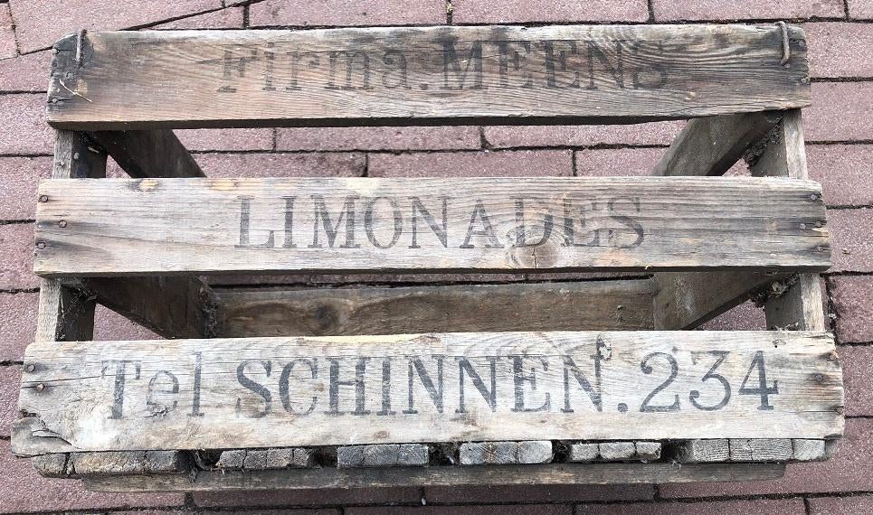 Houten limonade krat met opdruk van de fa. Meens Schinnen., Minder dan 50 cm, Gebruikt, 50 tot 100 cm, Ophalen of Verzenden