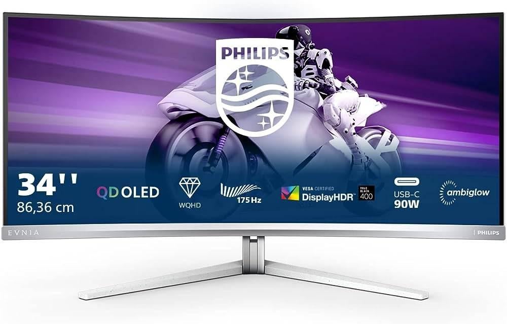 Philips Evnia 34M2C8600 - 34" QD-OLED Curved Gaming (175Hz), Philips, K&N Elektronica, Refurbished, Overige typen