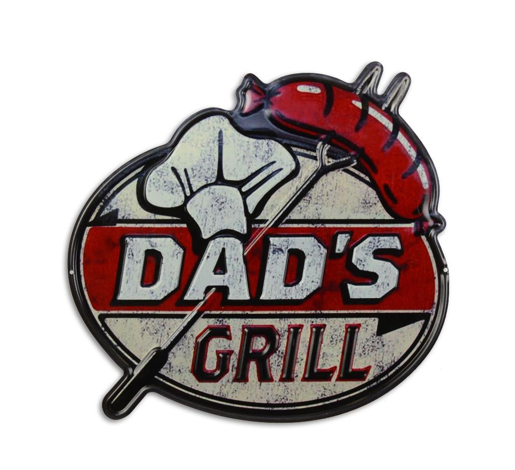 Dad's Grill BBQ relief reclamebord van metaal wandbord deco, Tuin en Terras, Ophalen of Verzenden, Deco Noord, Info@deconoord.nl