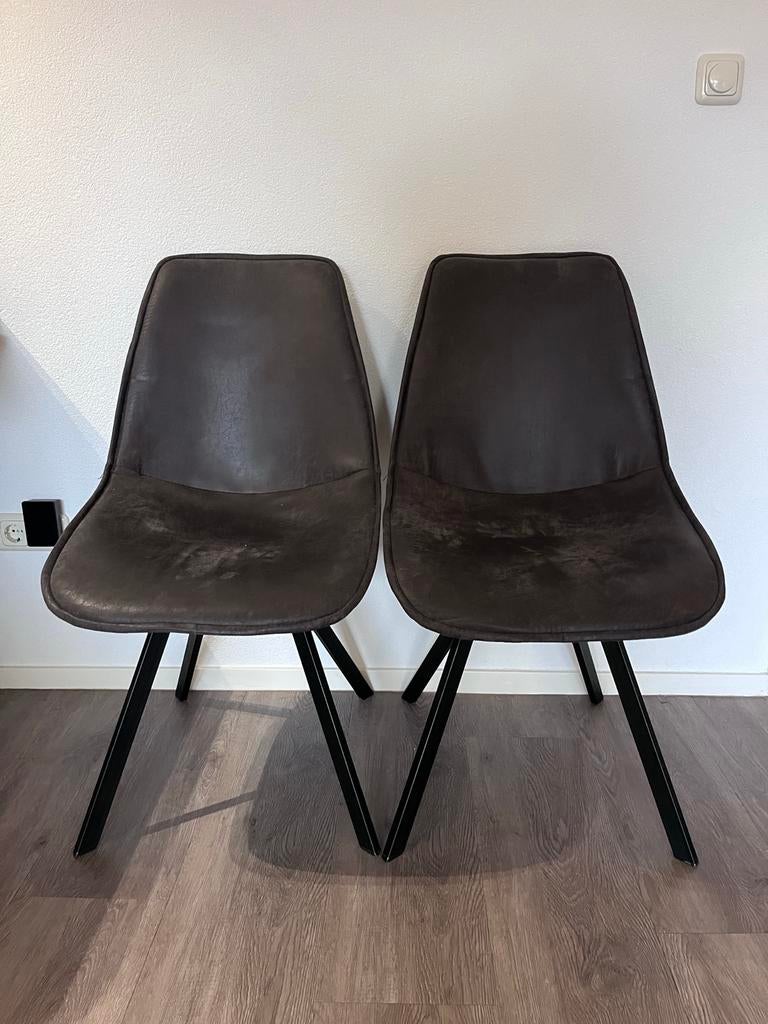 Twee Suède Kuipstoelen, Ophalen, Gebruikt, Twee, Bruin