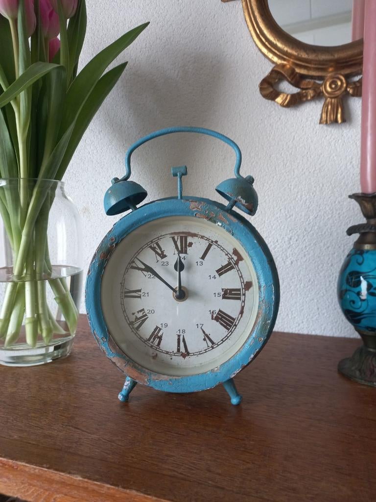 Vintage Turquoise Klok, Ophalen of Verzenden, Gebruikt, Analoog