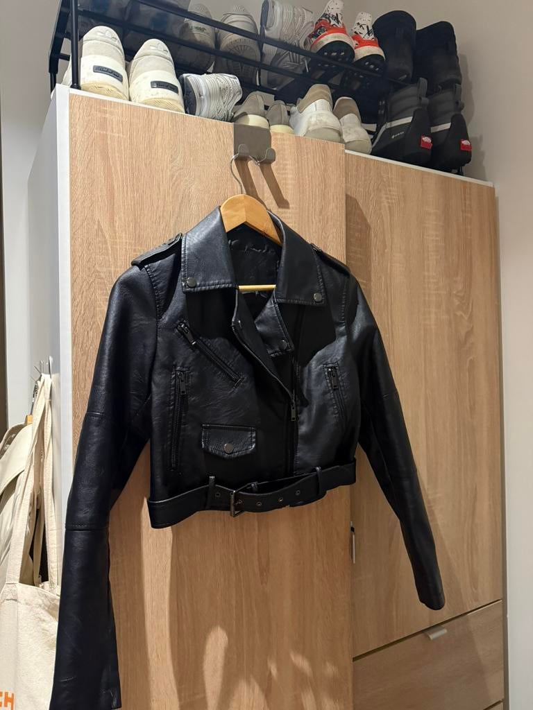 Imitatie Leren Jas Dames xs/s, Ophalen, Zo goed als nieuw, Maat 34 (XS) of kleiner, Zwart