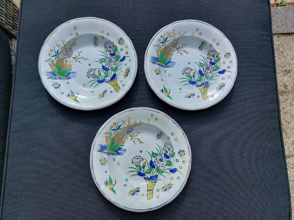 3 Boch Freres La Louviere borden Corne d'Abondance., Antiek en Kunst, Antiek | Servies los, Ophalen of Verzenden