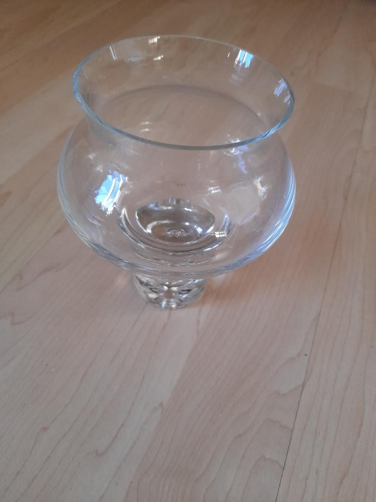 GLAZEN WAXINELICHTHOUDER OP VOET HOOGTE 15 CM, Ophalen of Verzenden, Zo goed als nieuw