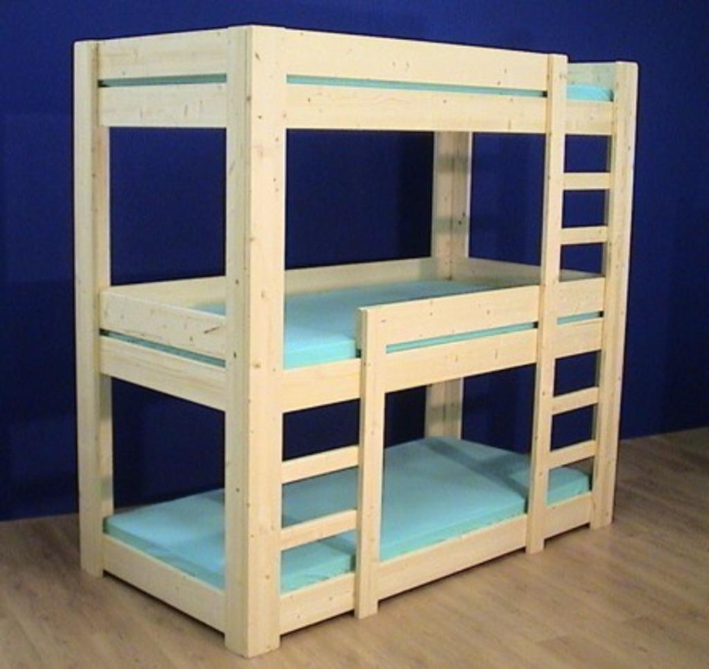 UNIEK Stapelbed 3 bedden hoog leverbaar in 14 matrasmaten, 90 cm, Ophalen of Verzenden, 200 cm, Zijperstraat 15