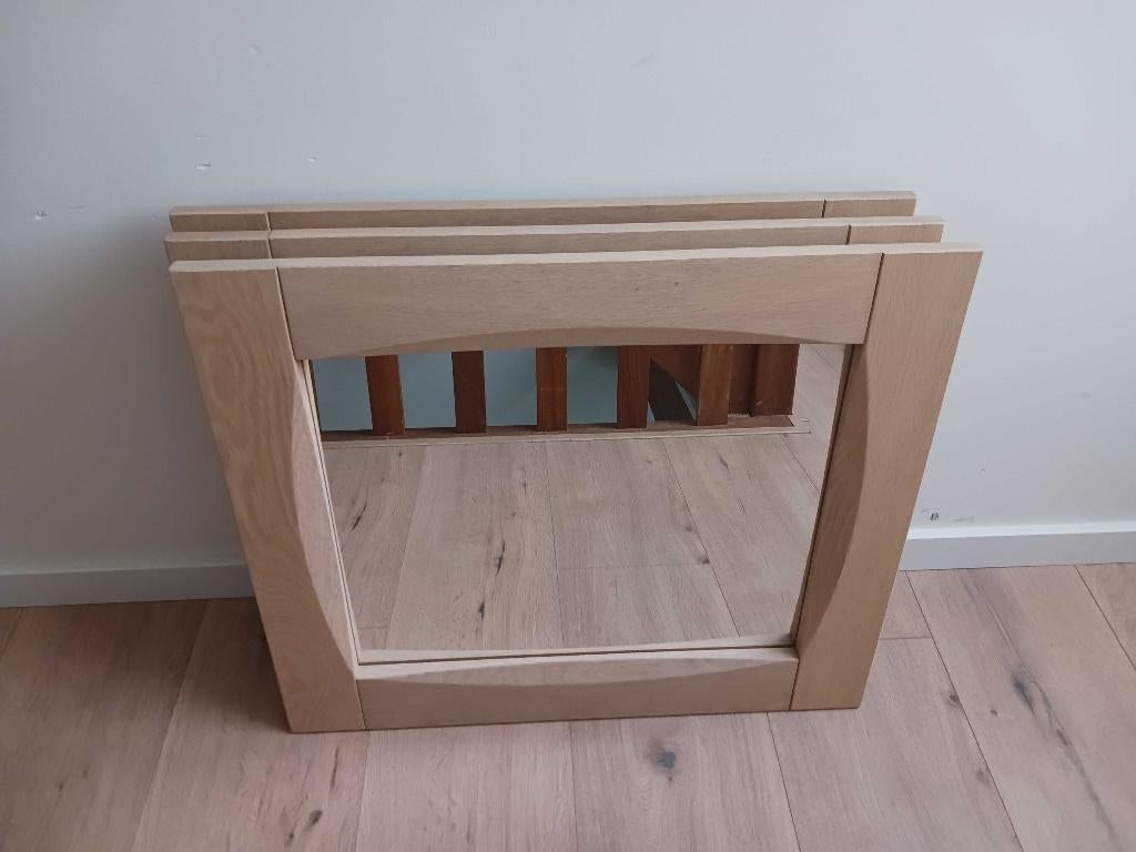 Drie eikenhouten spiegels 60 x 70 cm, Huis en Inrichting, Woonaccessoires | Spiegels, Ophalen, Zo goed als nieuw, Minder dan 100 cm