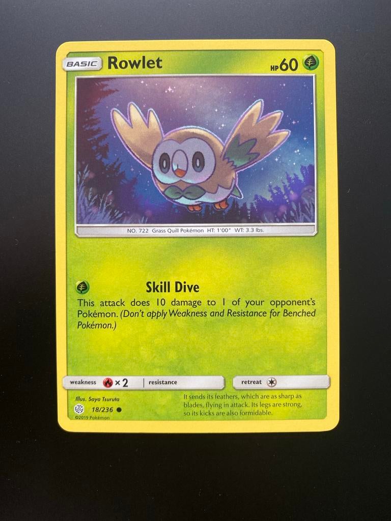 Rowlet 18/236 Pokémon S&M Cosmic Eclipse Mint Packfresh, Ophalen of Verzenden, Zo goed als nieuw, Losse kaart