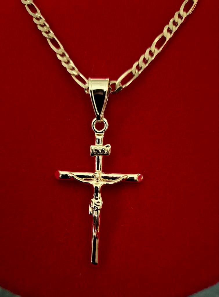 Communnie Tip ‼️ verguld goud double ketting met kruis, Sieraden, Tassen en Uiterlijk, Met hanger, Nieuw, Ophalen of Verzenden