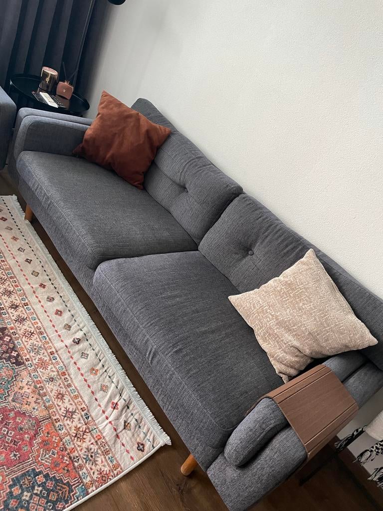 Scandinavische bankenset - 3-zits + 2-zits - antraciet, Ophalen, Gebruikt, Rechte bank, Stof