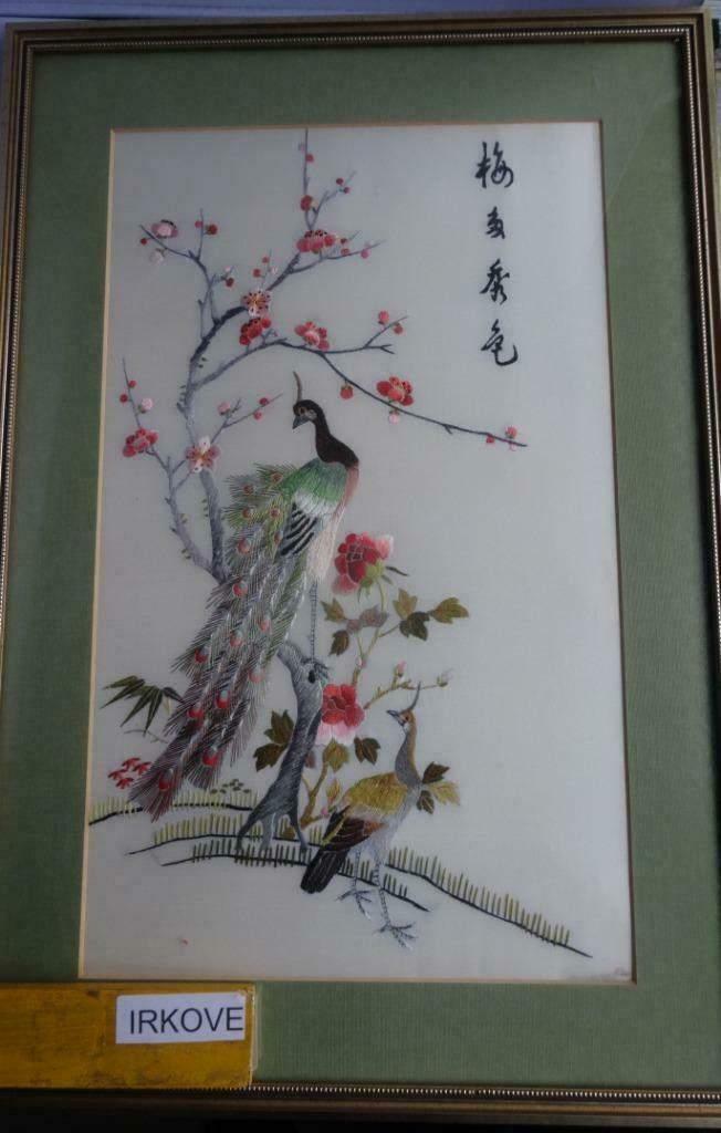 JAPANS * ZIJDE GEBORDUURD PAUWEN * Kunstwerk! *, Antiek en Kunst, Verzenden