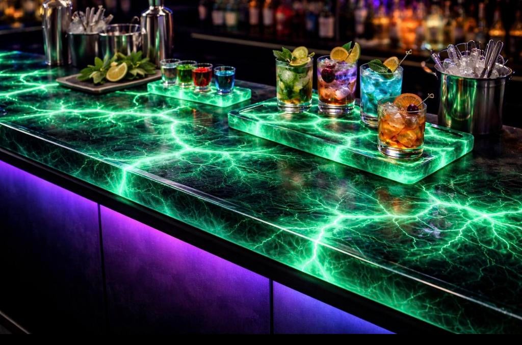 Lichtgevende Epoxy Onderzetters voor Bar & Club, Huis en Inrichting, Ophalen, Nieuw, Glas of Kopje