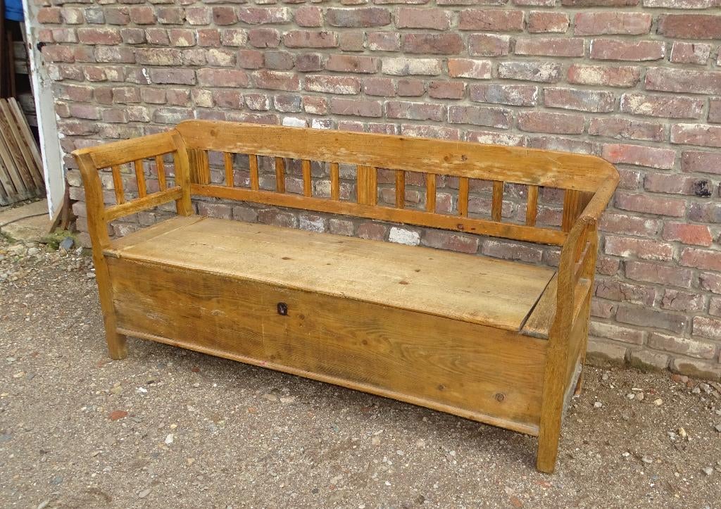 mooie oude klepbank bank, Antiek en Kunst, Curiosa en Brocante, Ophalen