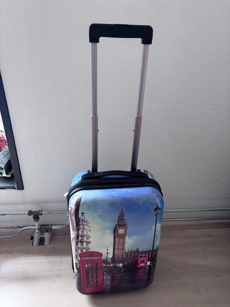 Handbagagekoffer met London Opdruk, Ophalen, Gebruikt, 50 tot 60 cm, Hard kunststof
