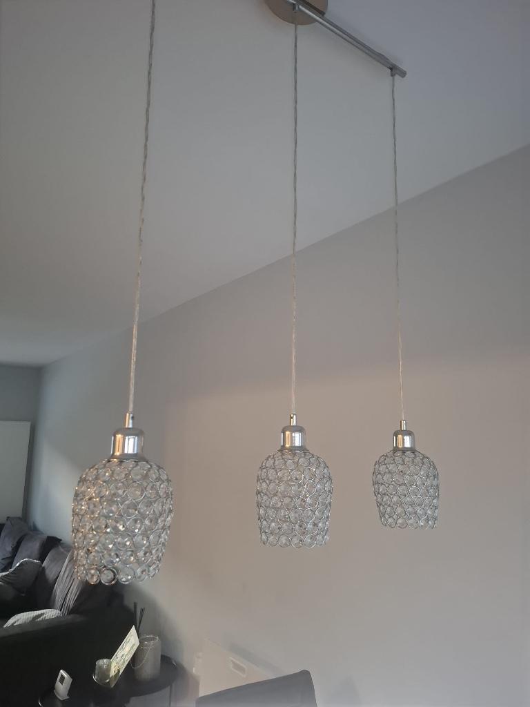 Hanglamp + bijpassende tafel/bed lampen (modern design), Huis en Inrichting, Lampen | Hanglampen, Ophalen, 50 tot 75 cm, Zo goed als nieuw