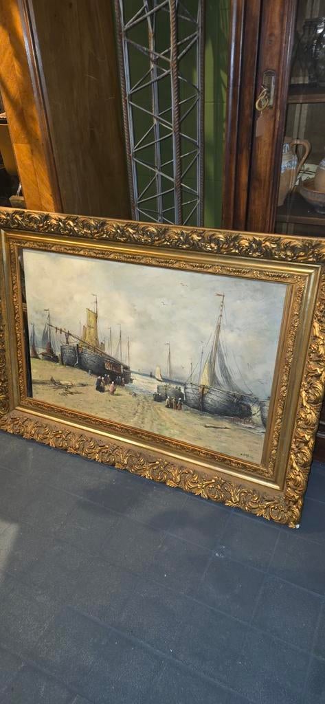 Scheveningen strandtafereel V. Roy, Haagse School, Antiek en Kunst, Kunst | Schilderijen | Klassiek, Ophalen