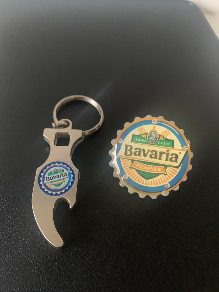 Bavaria Button , Opener & Bierstickers, Ophalen of Verzenden, Gebruikt, Flesopener, Bavaria