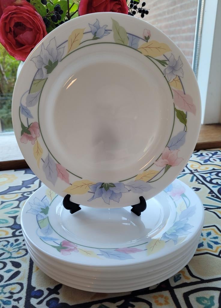 Arcopal dessertborden x8 floral design bloemen Pasen lente, Ophalen of Verzenden, Bord(en), Overige stijlen, Glas