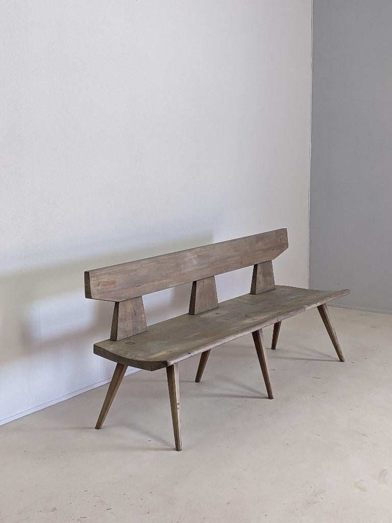 Opknapper! Houten bank, Deens Vintage, Huis en Inrichting, Banken | Bankstellen, Gebruikt, Rechte bank, Vierpersoons of meer, 150 tot 200 cm