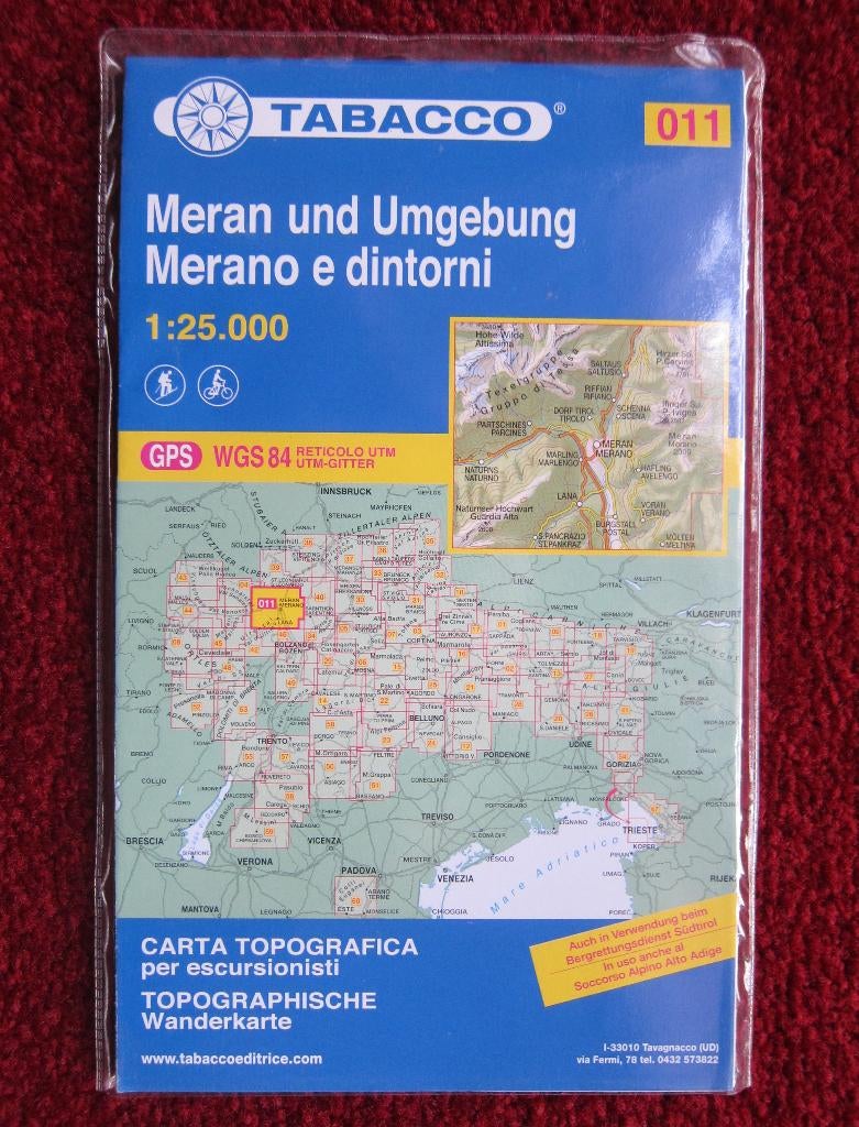Tabacco Wanderkarte 011 Meran und umgebung, 2014, Boeken, Atlassen en Landkaarten, Verzenden, 2000 tot heden, Italië, Landkaart