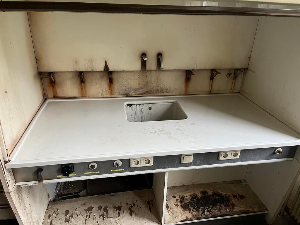 Keramiek (aanrecht)blad met wasbak, Ophalen, Gebruikt, Wit, Graniet of Steen