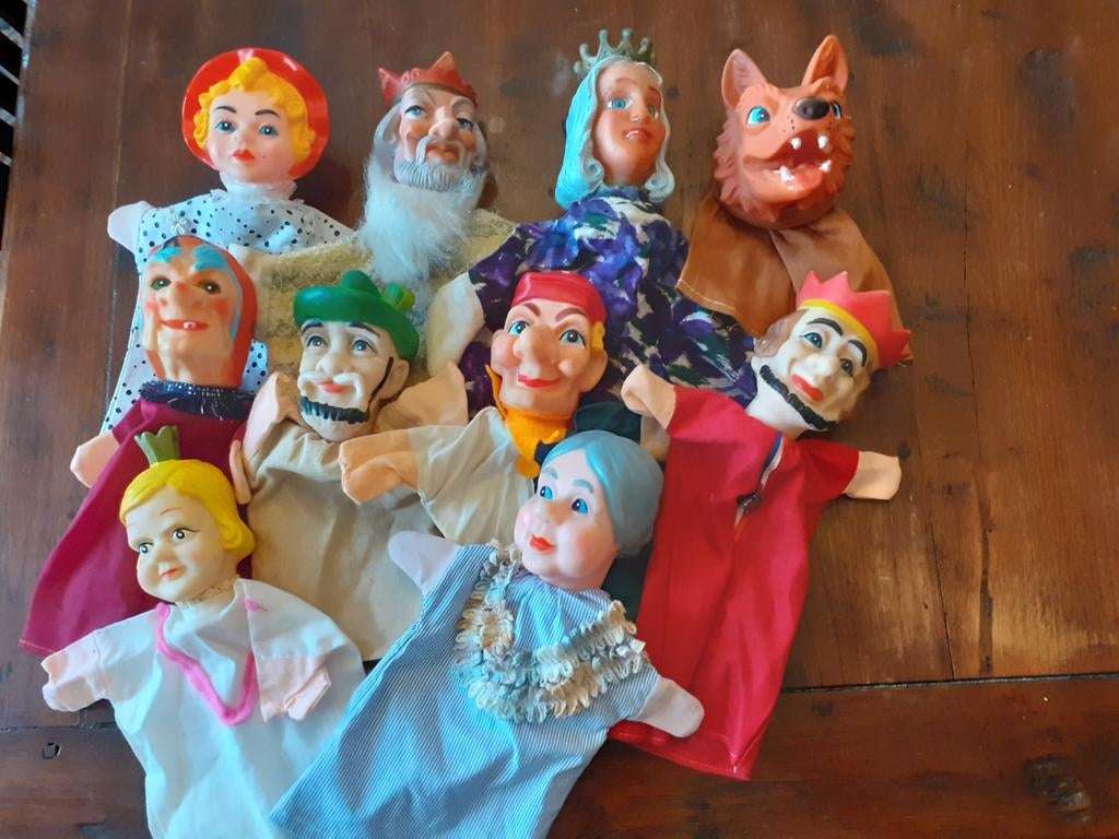 Retro handpoppen poppenkastpoppen ( B ), Verzamelen, Poppen, Zo goed als nieuw, Pop, Ophalen of Verzenden