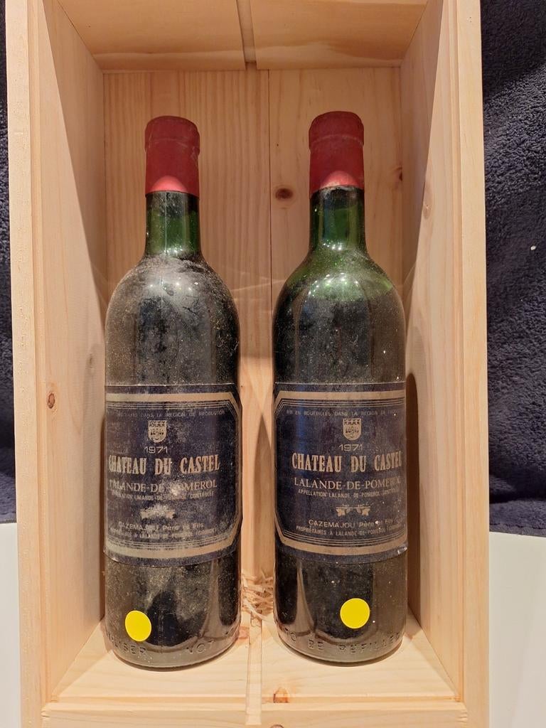 Chateau Du Castel Lalande-De-Pomerol 1971 - 2 flessen, Ophalen of Verzenden, Gebruikt, Frankrijk, Rode wijn