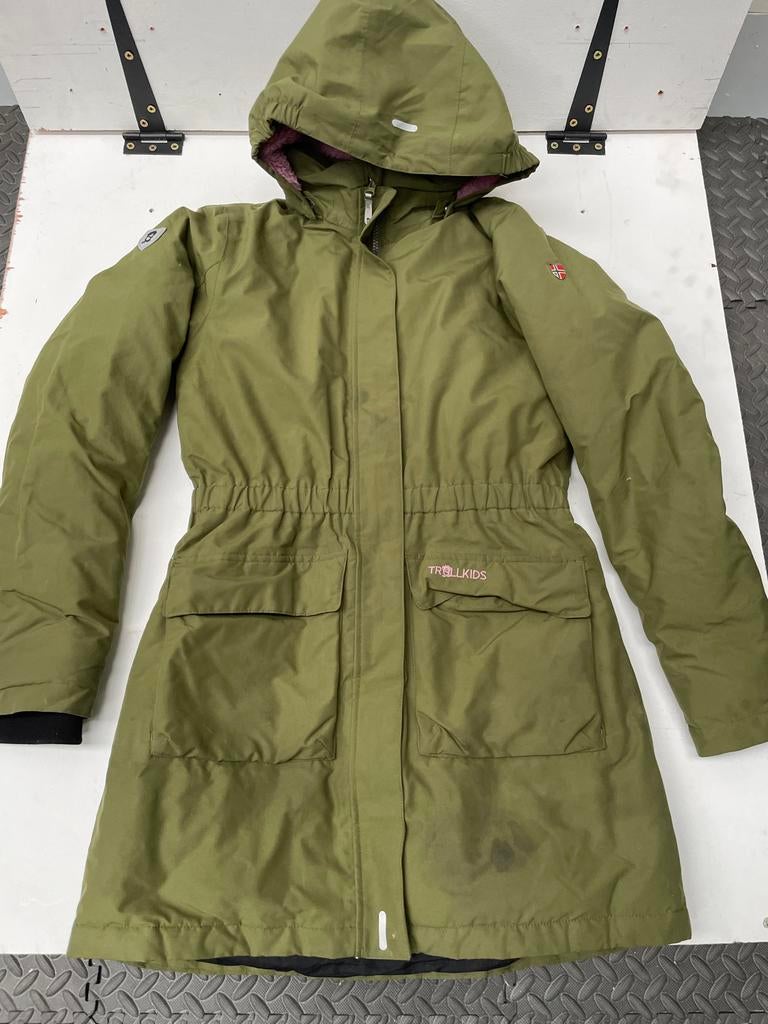 Trollkids lange winterjas groen maat 164, Ophalen of Verzenden