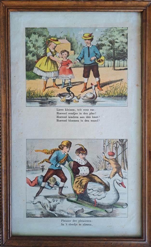 8 oud hollandsche kinderprenten ingelijst, Ophalen of Verzenden