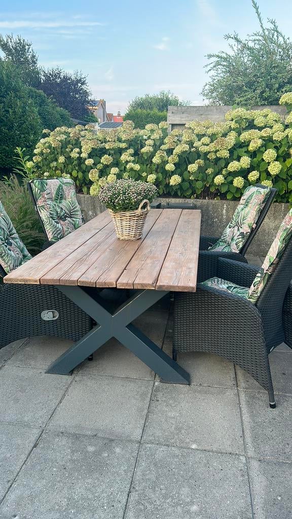 Tuinset incl 4 stoelen en kussens, Ophalen, Gebruikt