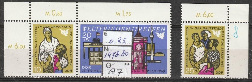 DDR Weltfriedenstreffen Michel 1478-80 Nr.A7p, Verzenden, DDR, Postfris