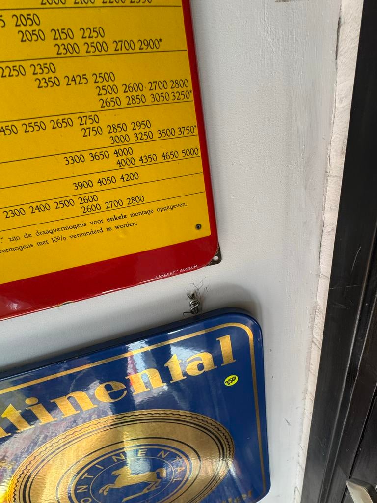 Vintage Vredestein Emaille Reclamebord Truck- en Autobanden, Ophalen