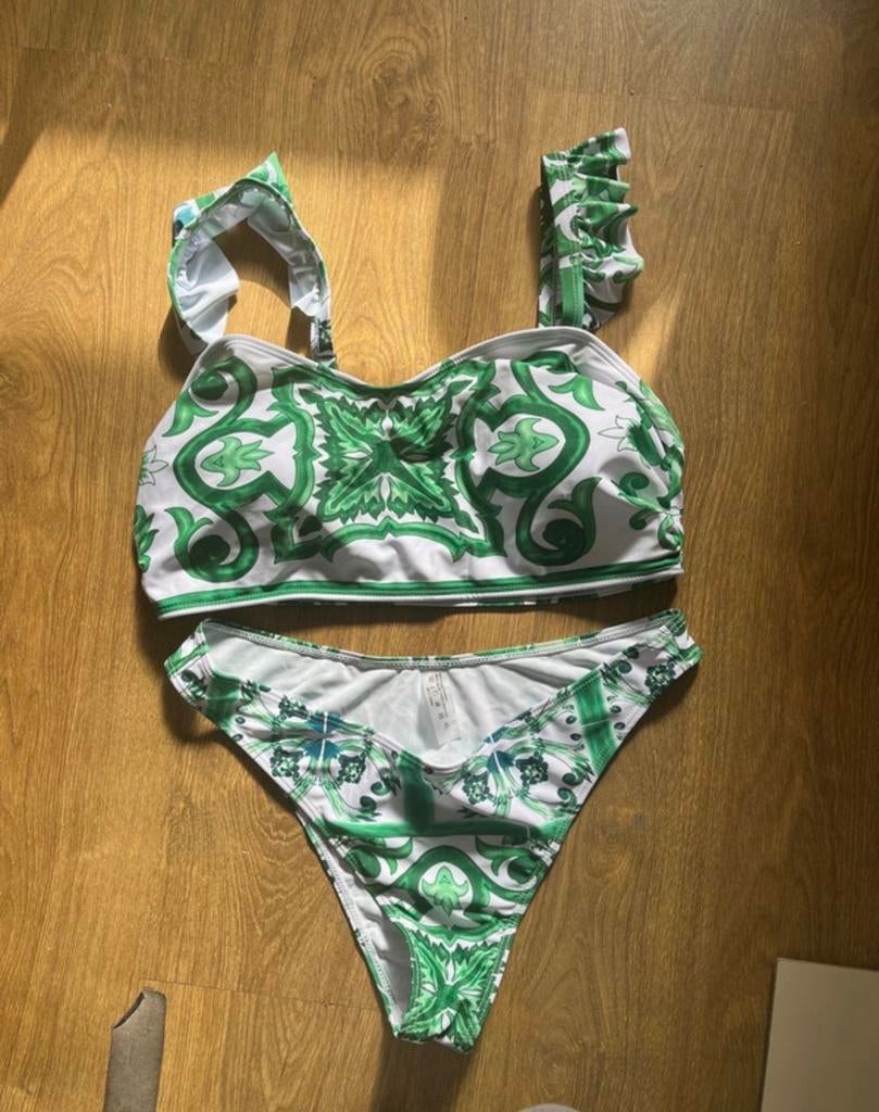 Bikini wit met groen patroon, Ophalen of Verzenden, Nieuw, Wit, Bikini