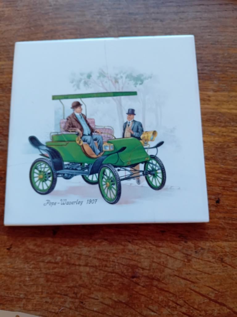 Wandtegel met Pope-Waverley 1907 auto, Ophalen of Verzenden