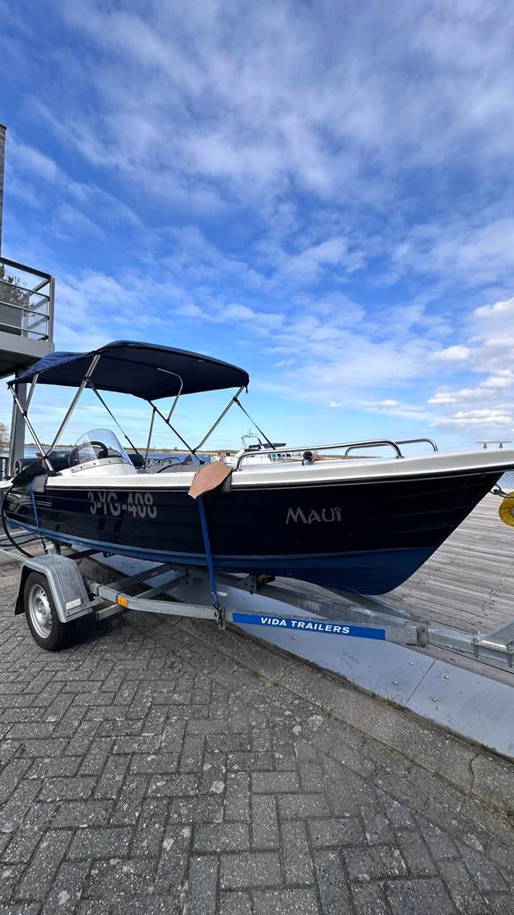 Amigo Sport 410 met 20 pk Yamaha en trailer, Ophalen, 10 tot 30 pk, Gebruikt, 3 tot 6 meter