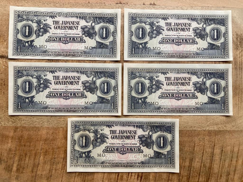 5 x 1 dollar biljet Japan in UNC, Postzegels en Munten, Bankbiljetten | Amerika, Ophalen, Noord-Amerika, Setje