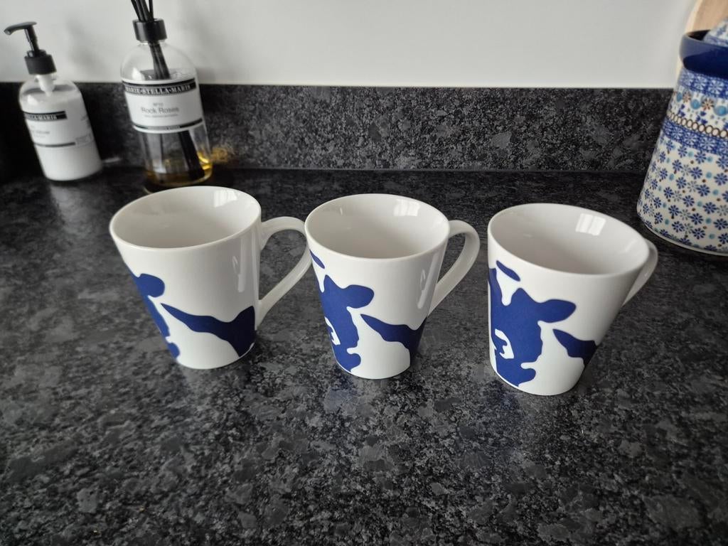 Friesland Campina mokken met opdruk koe 3 stuks, Ophalen of Verzenden