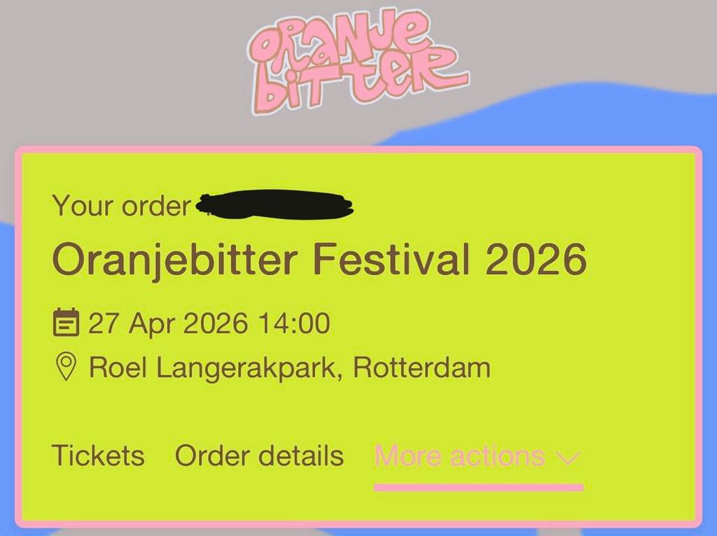 Oranjebitter tickets 2026, Tickets en Kaartjes, Concerten | Pop, Twee personen