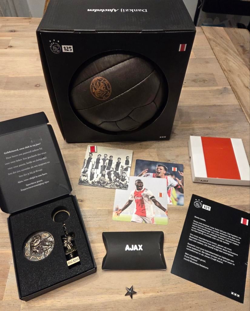 Zeldzame AJAX Amsterdam set 125 jaar bal ster speld oud logo, Ophalen of Verzenden, Nieuw, Ajax, Overige typen
