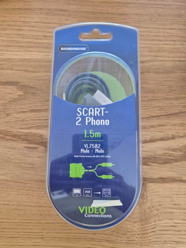 Bandridge SCART naar 2 Phono Kabel - 1.5m, Audio, Tv en Foto, Audiokabels en Televisiekabels, Ophalen of Verzenden, Nieuw, Minder dan 2 meter